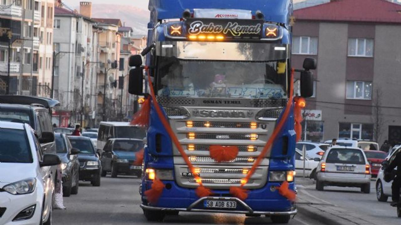 'Çekici' gelin arabası oldu