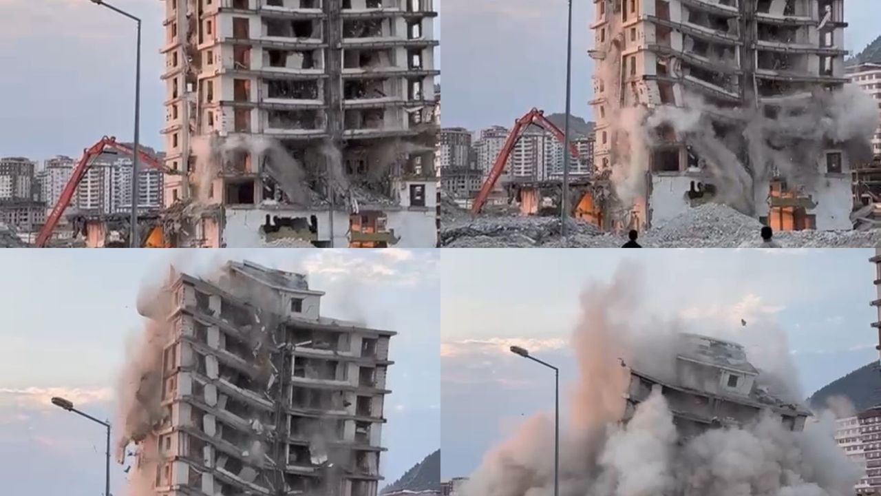 15 Katlı Bina Yıkılırken Çöktü: O Anlar Kamerada