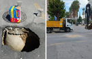 Çöken yol belediye ekiplerince dakikalar içinde onarıldı