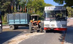 Otobüs ile traktör çarpıştı: 1'i turist 2 yaralı