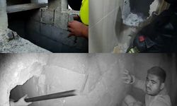 Havalandırma Boşluğuna Düşen Vatandaşı Mersin Büyükşehir İtfaiyesi Duvarı Kırarak Kurtardı