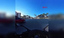 Mersin’de Motosikletin Taksiye Çarptığı Kaza Kask Kamerasında