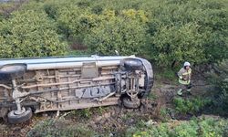 Hatay'da öğrenci servisi narenciye bahçesine uçtu: 8 öğrenci yaralı
