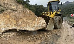 Dağdan Kopan Kayalar, Kara Yolunu Kapadı