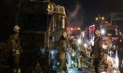 Taşyünü yüklü TIR alev aldı