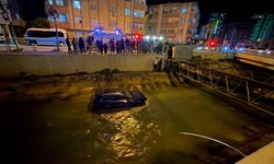 Direksiyon hakimiyetini kaybetti, araç kanala uçtu