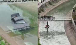 Adana’da otomobil sulamana kanalına düştü