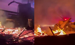 Yıldırım düştü, ahır yandı