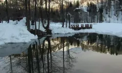 Hava sıcaklığının düşmesiyle Karagöl buz tuttu