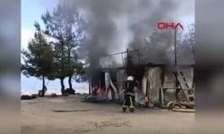 İnşaat işçilerin kaldığı konteyner yandı