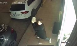 Kaldırım taşıyla iş yerinin camlarını kıran kadın kamerada