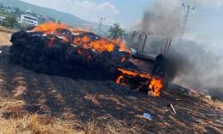 Tarsus'ta saman balyaları alev alev yandı