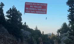 Mut Kurukonak yolunda esprili teşekkür pankartı