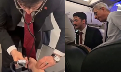 Bakan Memişoğlu, uçakta rahatsızlanan yolcuya müdahale etti