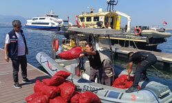 İzmir’de yasa dışı yollarla avlanılan 560 kilo kara midyeye el konuldu