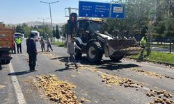 1 ton patates yola saçıldı