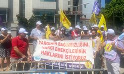 Yargı emekçilerinin talepleri Mersin Adliyesi önünde yükseldi