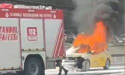 Taksisi yanan şoför alkol testini reddetti