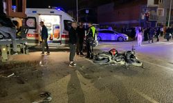 Motosiklet ile sepetli vinç çarpıştı