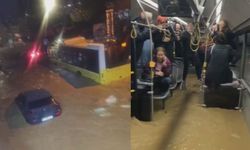 Selden mahsur kalan vatandaşlar araçların üzerine çıktı