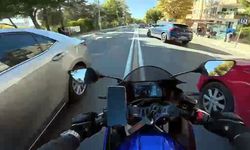 Motosiklet kazası kask kamerasında