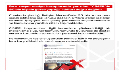 DMM: 'CİMER’de 90 Bin Kişinin Görev Yaptığı' İddiası Doğru Değildir