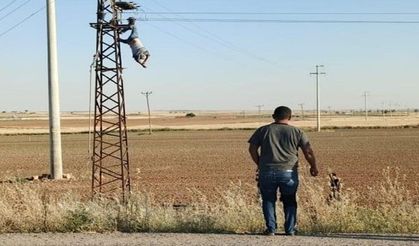 Elektrik akımına kapılan işçi baş aşağı asılı kaldı