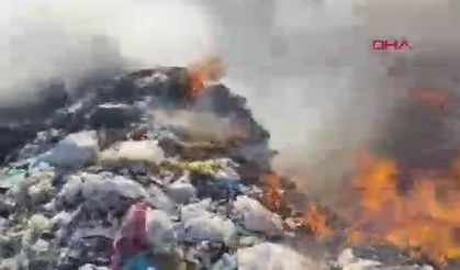 Katı atık depolama tesisinde yangın çıktı