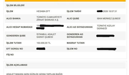 Bakan Gürlek,manevi tazminatı Kızılay'a bağışladı