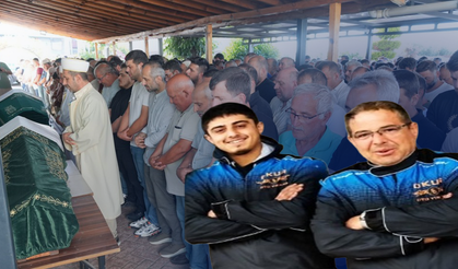 Yalova'da TIR yıkarken elektrik akımına kapılarak ölen baba ile oğlu toprağa verildi