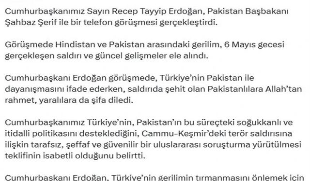 Cumhurbaşkanı Erdoğan, Pakistan Başbakanı Şerif ile görüştü