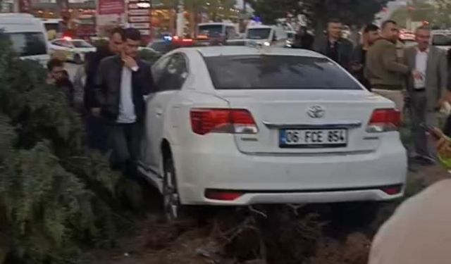 Kontrolden çıkan otomobil ağaca çarptı