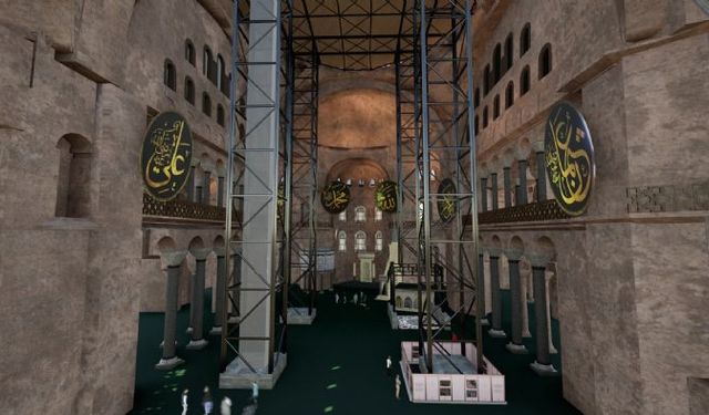 Ayasofya'nın ana kubbesinde tarihi restorasyon