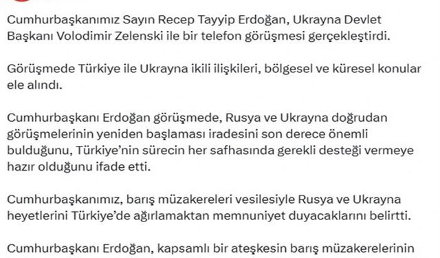Cumhurbaşkanı Erdoğan, Ukrayna Devlet Başkanı Zelenski ile görüştü