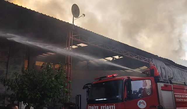 Mersin'de fabrika yangını... Gökyüzünü dumanlar kapladı