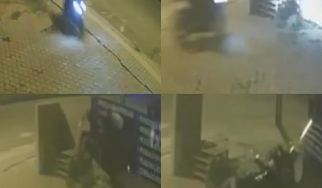 Tarsus’ta motosiklet kaldırıma çıktı, levhaya çarptı
