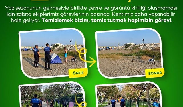 Erdemli'de Zabıta Ekipleri Sahillerde Görev Başında