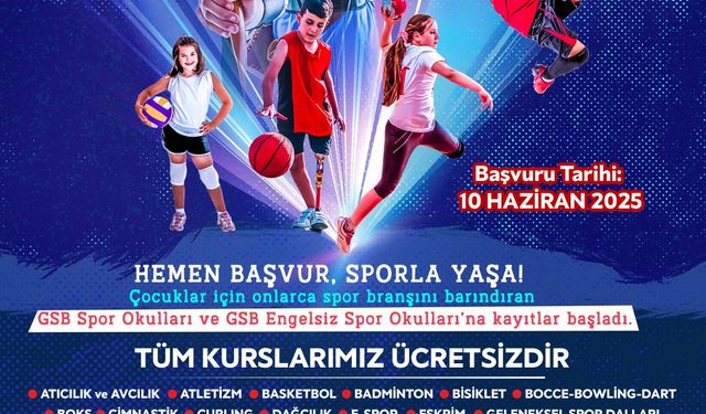 GSB Spor Okulları Mersin’de Başlıyor