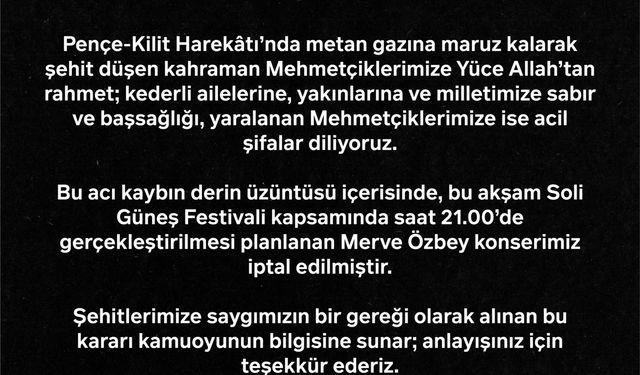 Şehitlerden Dolayı Merve Özbey Konseri İptal Edildi