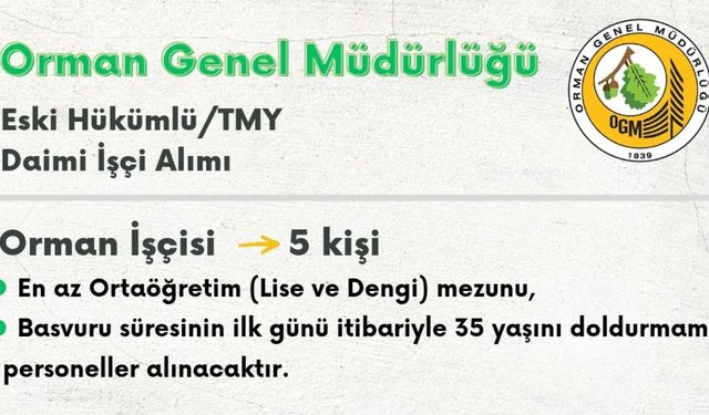 Mersin’de İş Fırsatı: Orman Genel Müdürlüğü İşçi Alacak