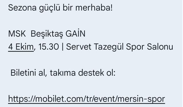 Mersin Büyükşehir'den Taraftara Seferberlik Sms'i
