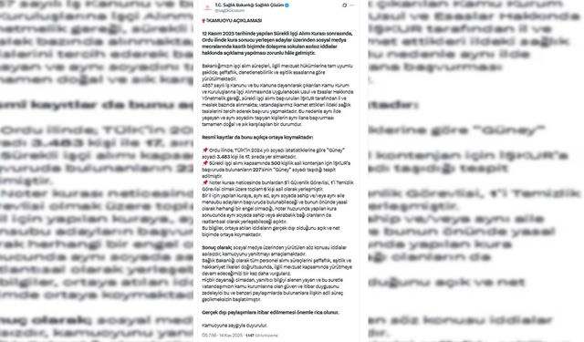 Bakanlıktan, Ordu’da sürekli işçi alımı kurası sonrasında gündeme gelen iddialara açıklama
