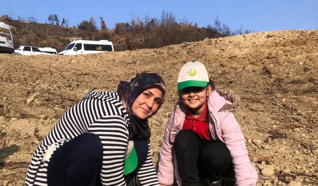 Öğrenciler Yangında Zarar Gören Orman Alanına Fidan Dikti
