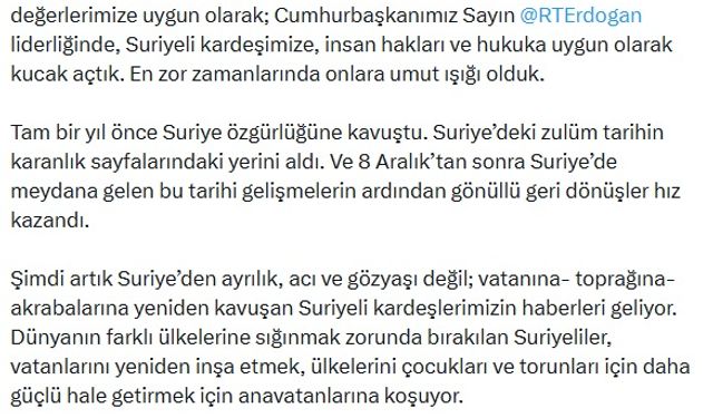 Bakan Yerlikaya: 8 Aralık 2024 sonrası 578 bin Suriyeli ülkesine geri döndü