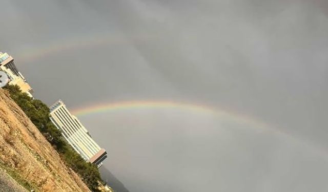Mersin’de Sağanak Yağışın Ardından Muhteşem Gökkuşağı Manzarası