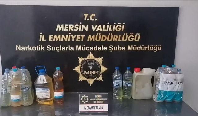Mersin'de 27 litre metamfetamin ele geçirildi
