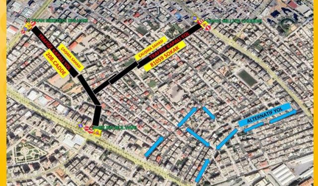 Toroslar’da iki mahallede yol çalışması: 208. Cadde ve 81059 Sokak trafiğe kapanıyor