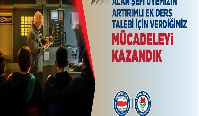 Mahkeme, alan şefi öğretmenin artırımlı ek ders talebini haklı buldu