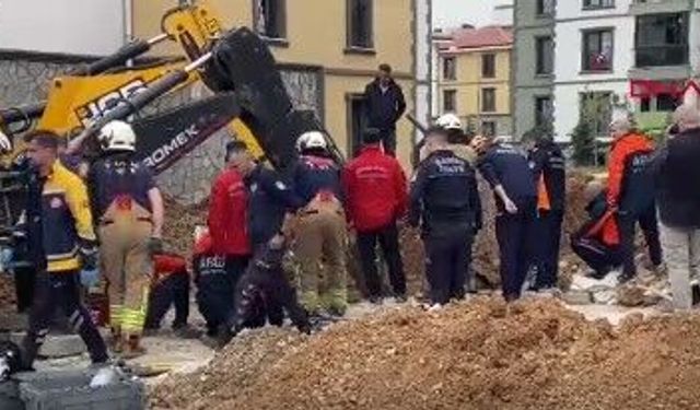Kanalizasyon çalışmaları sırasında göçük meydana geldi