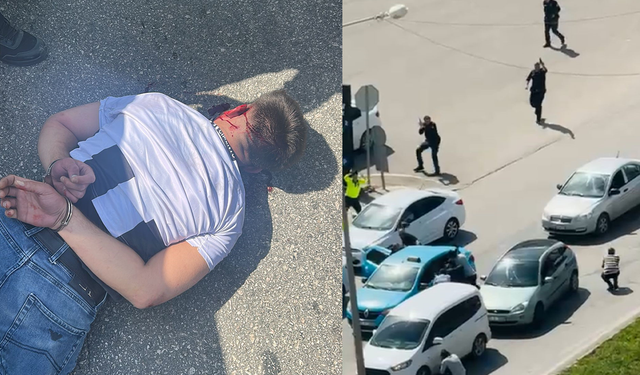 Kız arkadaşı ile taksi sürücüsünü rehin aldı; saldırganların yakalanma anı kamerada